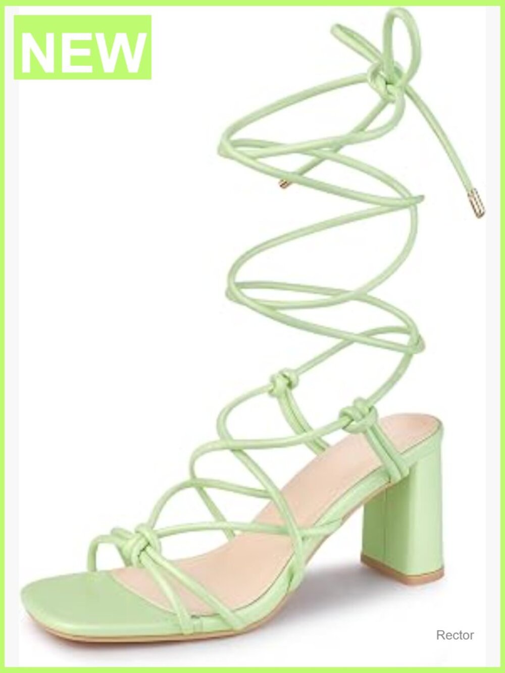 Womens Strappy Block Heel Sandals Square Toe Lace Up Chunky Heels